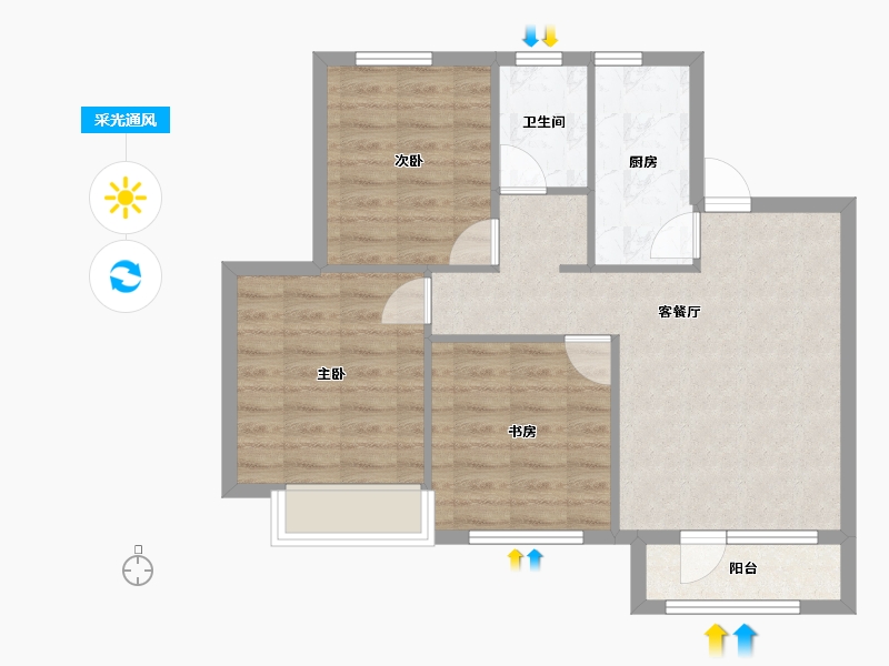 辽宁省-沈阳市-荣盛锦绣天地十三号街66-7号（7号楼）105m²-68.82-户型库-采光通风