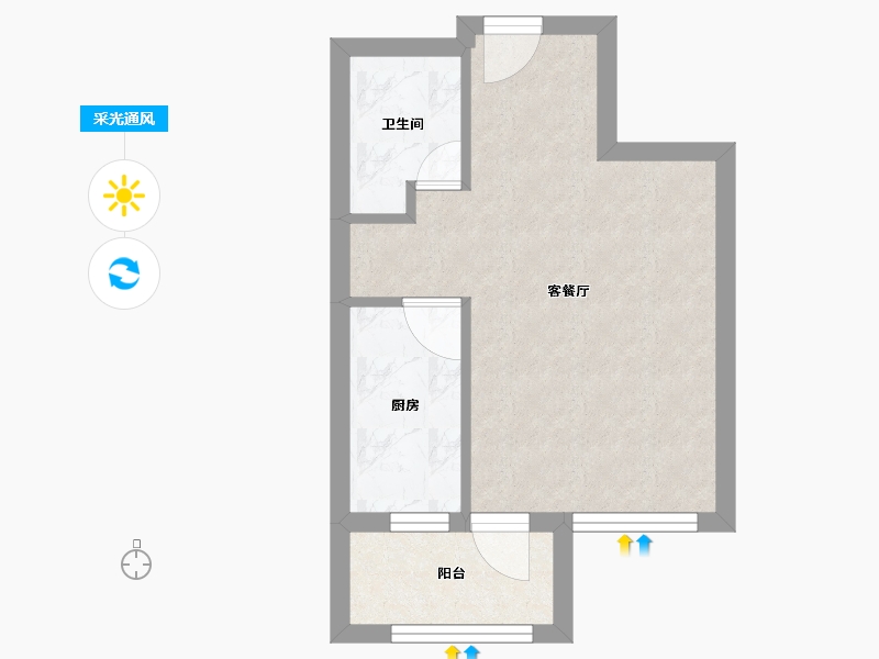 辽宁省-沈阳市-荣盛锦绣天地十三号街66号（1号楼）50m²-31.88-户型库-采光通风