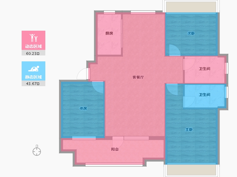 辽宁省-沈阳市-荣盛锦绣天地十三号街67-4号（4号楼）124m²-94.69-户型库-动静分区