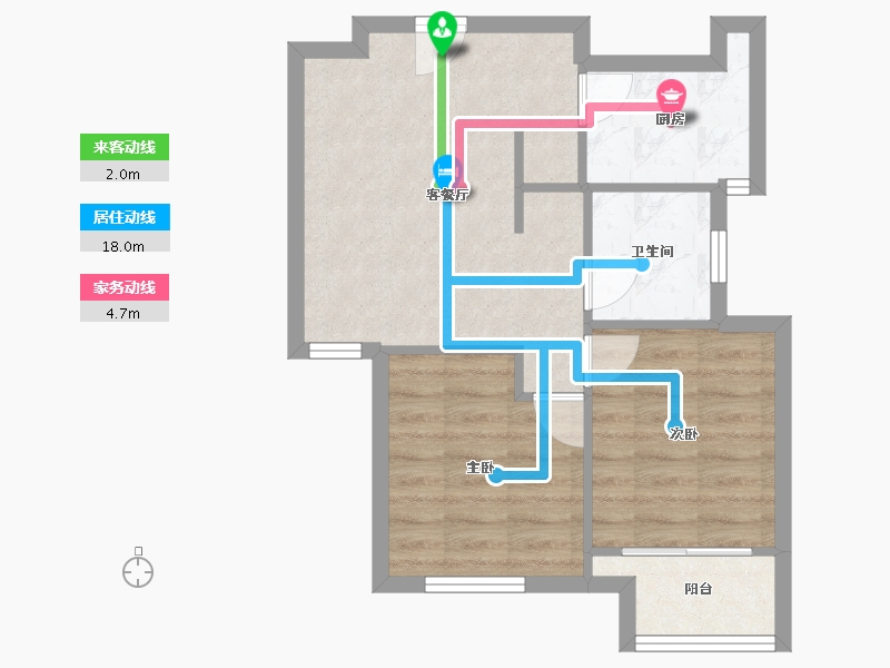 辽宁省-沈阳市-荣盛锦绣天地十三号街136-43号（43号楼）68m²-51.30-户型库-动静线