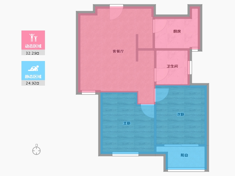 辽宁省-沈阳市-荣盛锦绣天地十三号街136-43号（43号楼）68m²-51.30-户型库-动静分区