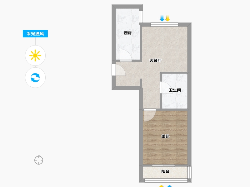 辽宁省-沈阳市-融创城沈辽路（G5,G4,G3）号楼56m²-37.86-户型库-采光通风