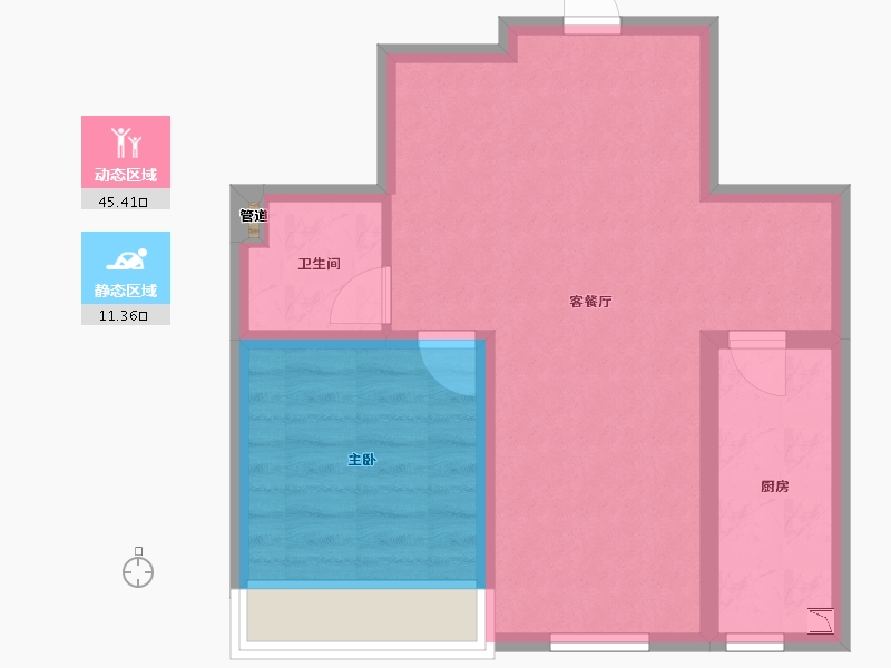 辽宁省-沈阳市-融创城沈辽西路（22,14,19,20,31）号楼63m²-50.41-户型库-动静分区