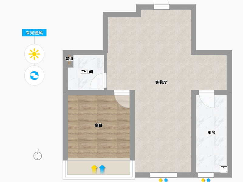 辽宁省-沈阳市-融创城沈辽西路（22,14,19,20,31）号楼63m²-50.41-户型库-采光通风