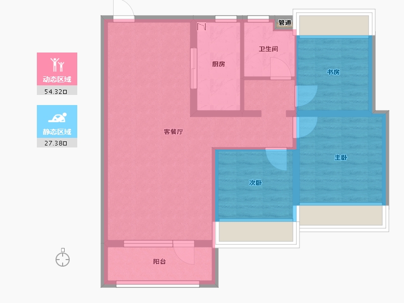 辽宁省-沈阳市-融创城沈辽路（G3,1,G2,24,G1）号楼103m²-72.52-户型库-动静分区