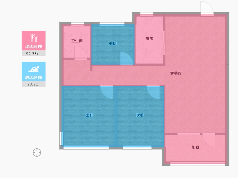 辽宁省-沈阳市-融创城沈辽路（G7,G10,G8,G9）号楼107m²-74.33-户型库-动静分区