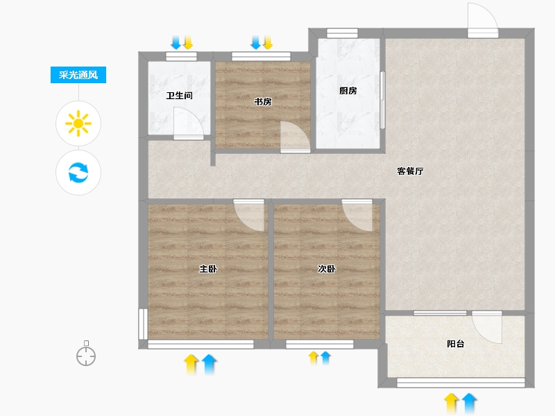 辽宁省-沈阳市-融创城沈辽路（G7,G10,G8,G9）号楼107m²-74.33-户型库-采光通风