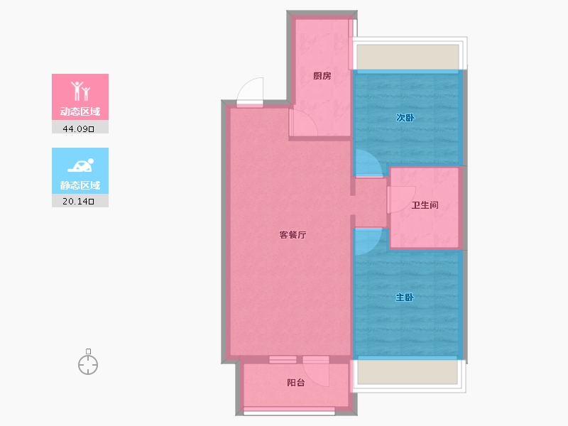 辽宁省-沈阳市-融创城沈辽西路（G16,G17,G20,G19）号楼83m²-57.68-户型库-动静分区