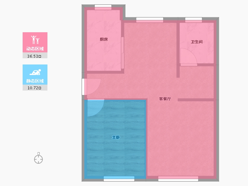 辽宁省-沈阳市-融创城沈辽西路（Ｇ２）号楼65m²-42.53-户型库-动静分区