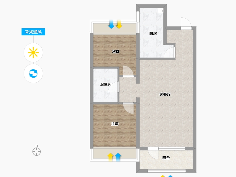 辽宁省-沈阳市-融创城沈辽西路（G3,1,25,26,G1）号楼85m²-68.00-户型库-采光通风