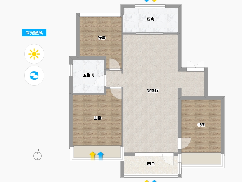 辽宁省-沈阳市-融创城沈辽西路（D3）号楼110m²-85.13-户型库-采光通风