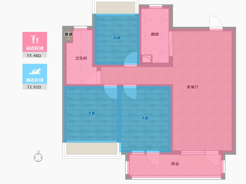 辽宁省-沈阳市-融创城沈辽西路（G8,G5,G6,G11）号楼112m²-76.64-户型库-动静分区