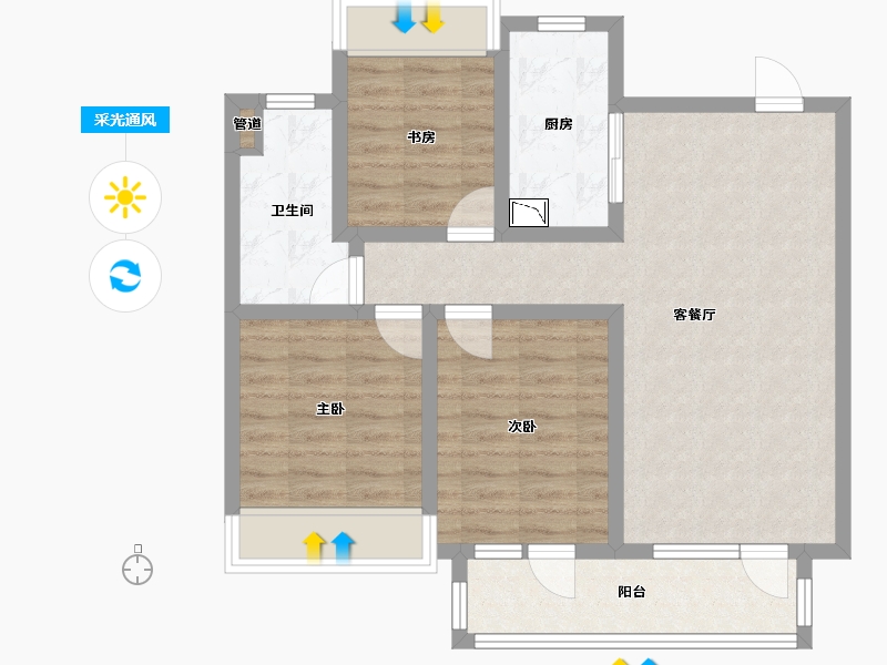 辽宁省-沈阳市-融创城沈辽西路（G8,G5,G6,G11）号楼112m²-76.64-户型库-采光通风