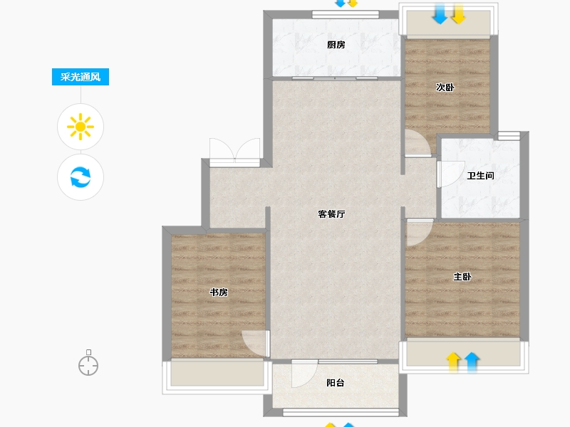 辽宁省-沈阳市-融创城沈辽西路（G17,D1,G20,G19）号楼110m²-84.93-户型库-采光通风