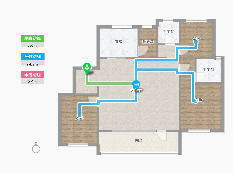 辽宁省-沈阳市-融创城沈辽西路（D6,D7）号楼126m²-101.33-户型库-动静线