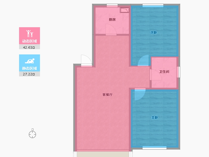 辽宁省-沈阳市-融创城沈辽西路（22,5,7,8,19,31）号楼78m²-62.40-户型库-动静分区