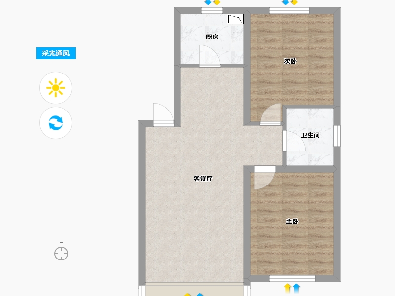 辽宁省-沈阳市-融创城沈辽西路（22,5,7,8,19,31）号楼78m²-62.40-户型库-采光通风