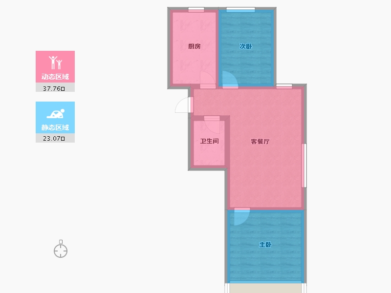 辽宁省-沈阳市-融创城沈辽西路（5,7,8,11）号楼66m²-53.60-户型库-动静分区