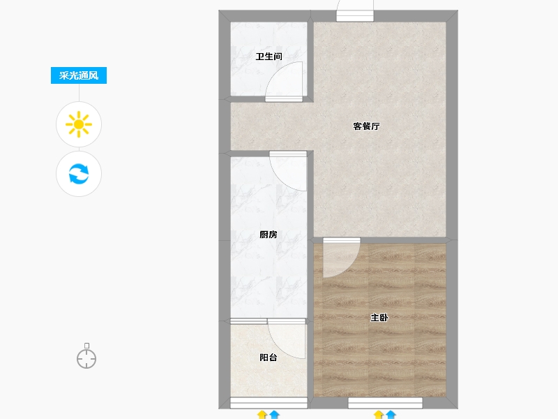 辽宁省-沈阳市-明发锦绣华城道义北大街36-8号（15号楼）F建面50m²-34.95-户型库-采光通风