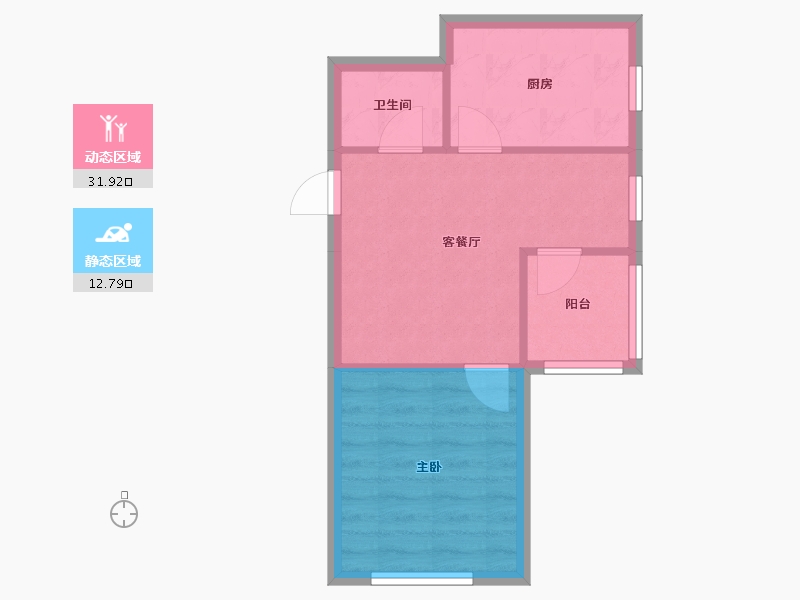 辽宁省-沈阳市-明发锦绣华城道义北大街36-8号（15号楼）H建面57m²-40.05-户型库-动静分区