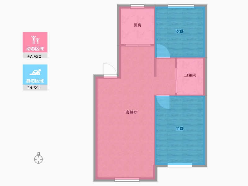 辽宁省-沈阳市-三隆熙湖枫景78平户型78m²-62.39-户型库-动静分区