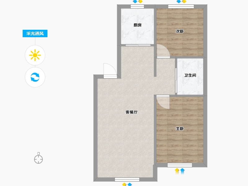 辽宁省-沈阳市-三隆熙湖枫景78平户型78m²-62.39-户型库-采光通风