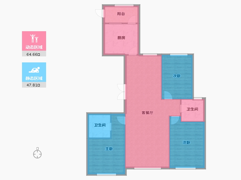 辽宁省-沈阳市-明发锦绣华城道义北大街36-11号楼（8号楼）8栋-B建面149m²-103.16-户型库-动静分区