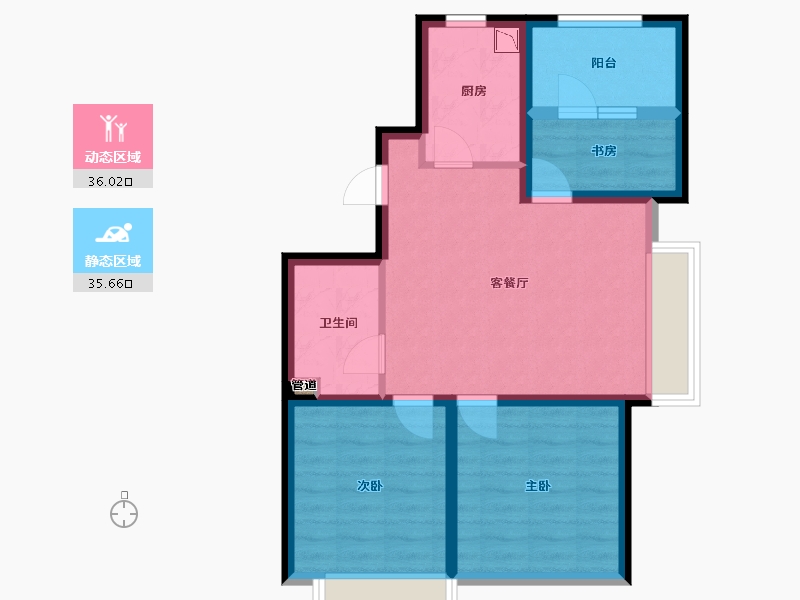 辽宁省-沈阳市-圣诺园93平户型93㎡-63.08-户型库-动静分区