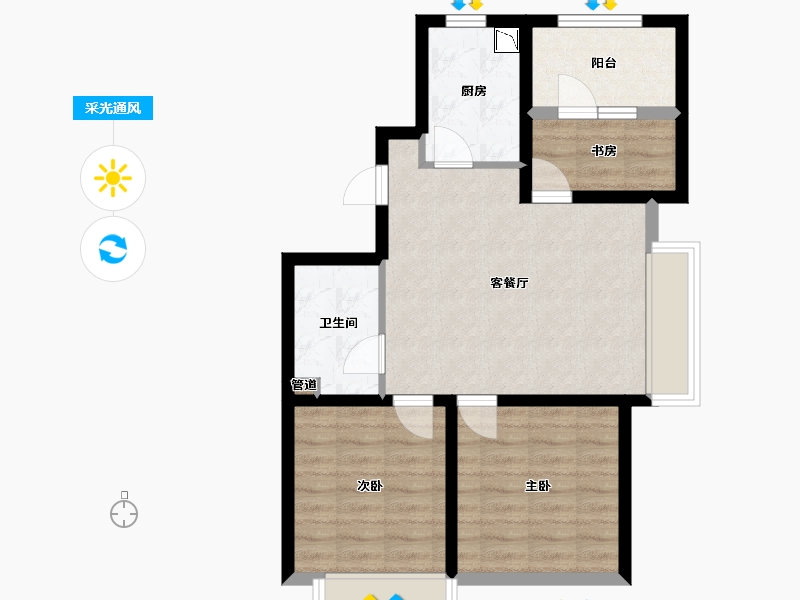 辽宁省-沈阳市-圣诺园93平户型93㎡-63.08-户型库-采光通风