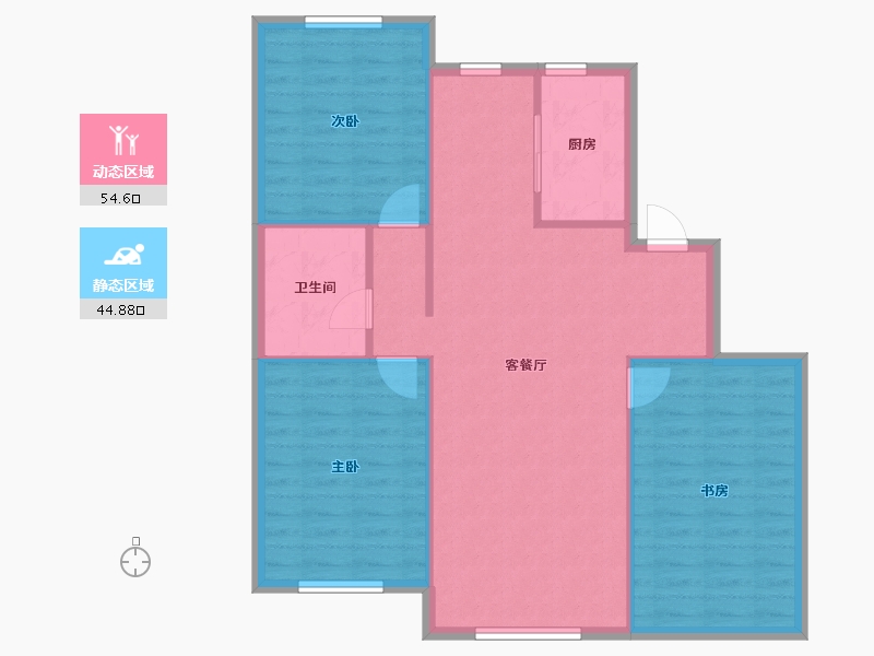 辽宁省-沈阳市-三隆熙湖枫景106平户型106m²-91.50-户型库-动静分区