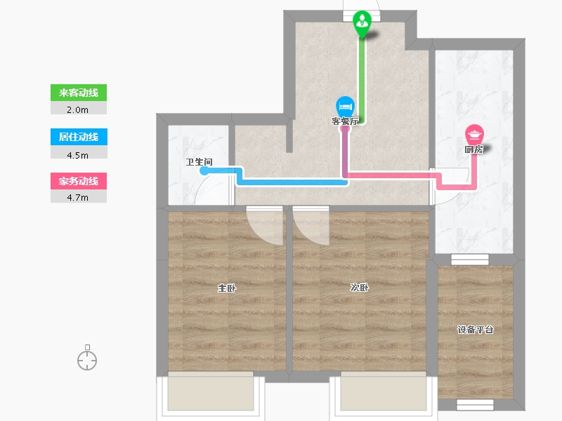 辽宁省-沈阳市-三隆熙湖枫景D户型62m²-46.28-户型库-动静线