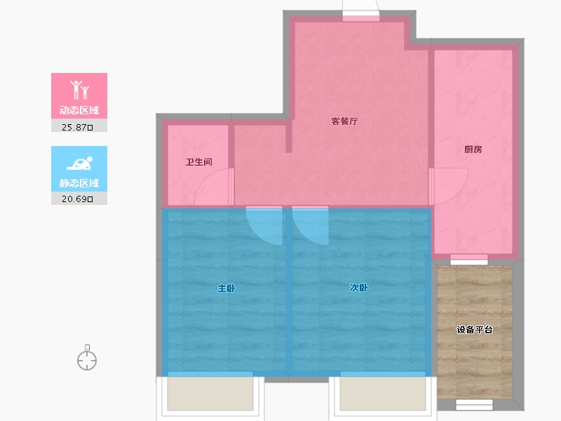 辽宁省-沈阳市-三隆熙湖枫景D户型62m²-46.28-户型库-动静分区