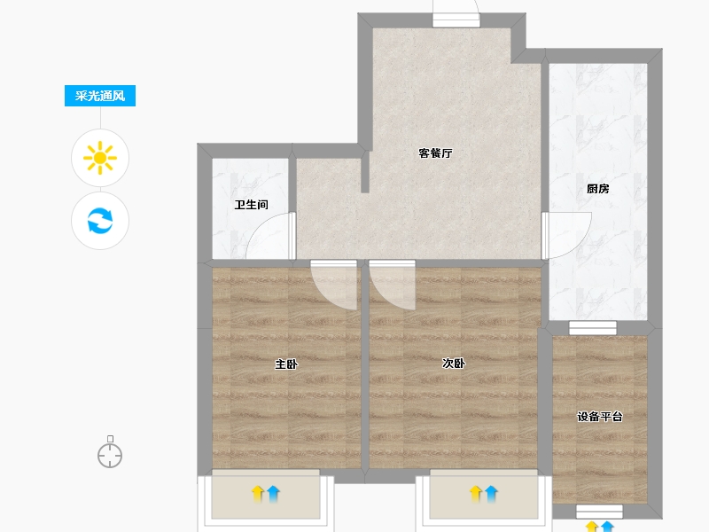 辽宁省-沈阳市-三隆熙湖枫景D户型62m²-46.28-户型库-采光通风