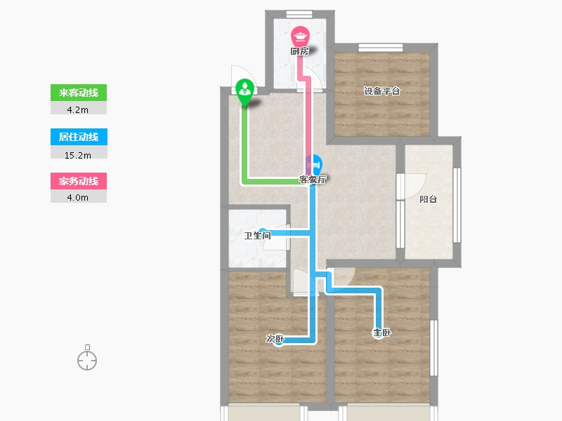 辽宁省-沈阳市-三隆熙湖枫景F户型85m²-62.15-户型库-动静线