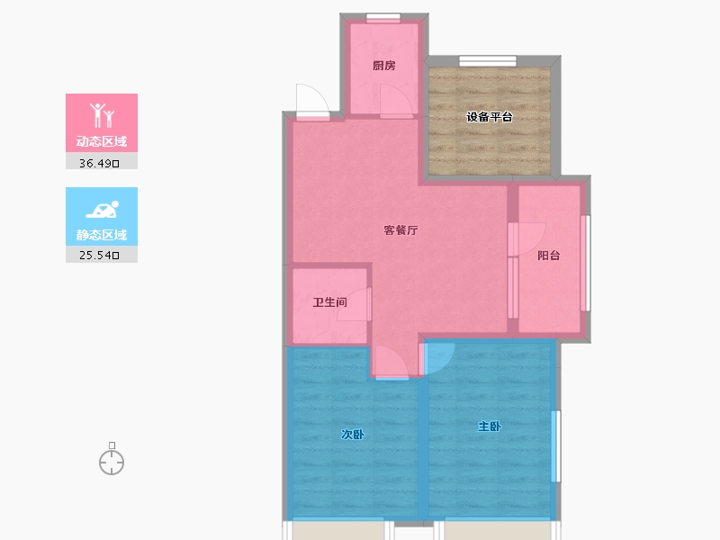 辽宁省-沈阳市-三隆熙湖枫景F户型85m²-62.15-户型库-动静分区