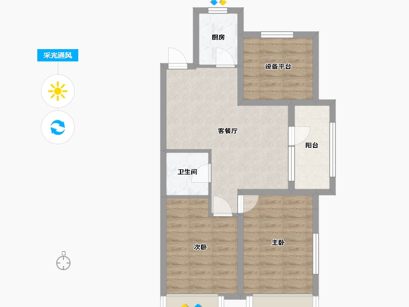 辽宁省-沈阳市-三隆熙湖枫景F户型85m²-62.15-户型库-采光通风