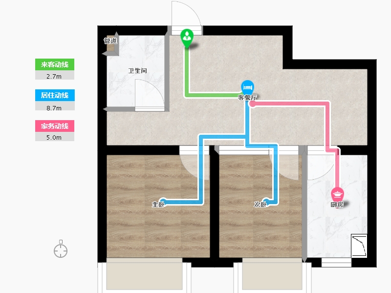 辽宁省-沈阳市-圣诺园GB户型55㎡-36.85-户型库-动静线