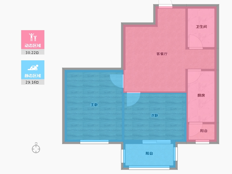 辽宁省-沈阳市-国奥新城蒲田路12-9号（10号楼）,蒲田路12-10号（3号楼）B户型建面77m²-53.13-户型库-动静分区