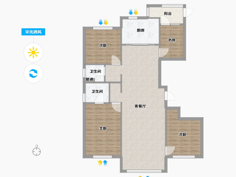 辽宁省-沈阳市-万科翡翠之光铁西区齐贤北街（3,6,2）号楼137m²-109.60-户型库-采光通风