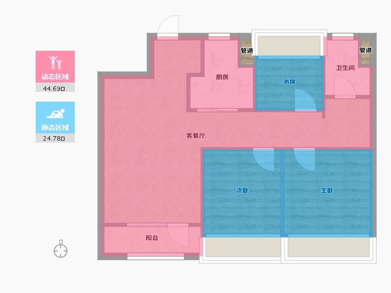 辽宁省-沈阳市-万科翡翠之光铁西区齐贤北街（16,17,15）号楼94m²-63.22-户型库-动静分区