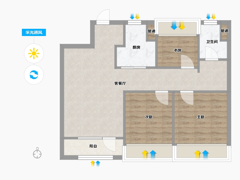 辽宁省-沈阳市-万科翡翠之光铁西区齐贤北街（16,17,15）号楼94m²-63.22-户型库-采光通风