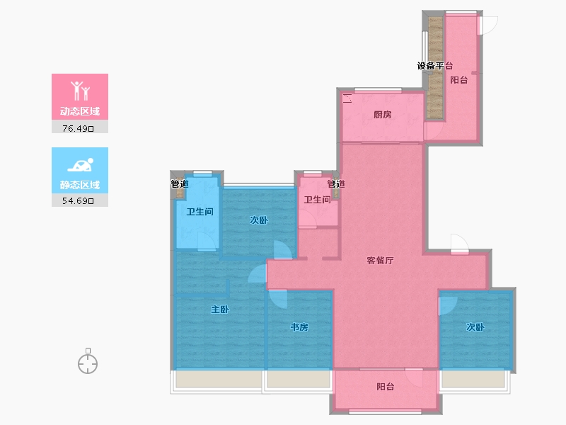 辽宁省-沈阳市-万科翡翠之光铁西区齐贤北街（22）号楼159m²-122.77-户型库-动静分区