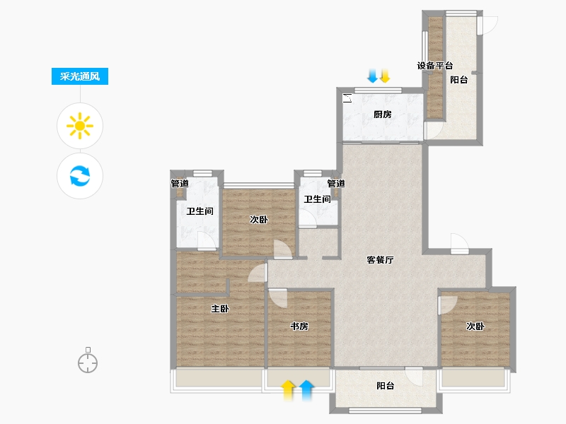 辽宁省-沈阳市-万科翡翠之光铁西区齐贤北街（22）号楼159m²-122.77-户型库-采光通风