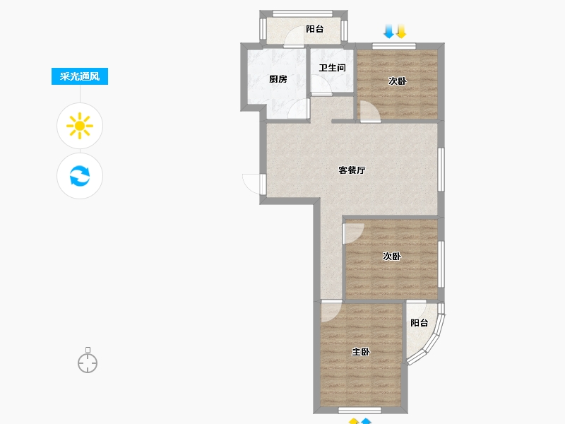 辽宁省-沈阳市-国奥新城蒲田路12-3号（1号楼）,蒲田路12-1号（8）,沈北新区蒲田路12-4号（9）-73.34-户型库-采光通风