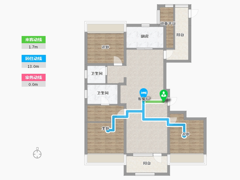 辽宁省-沈阳市-万科翡翠之光铁西区齐贤北街（26）号楼140m²-104.73-户型库-动静线