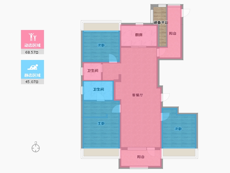 辽宁省-沈阳市-万科翡翠之光铁西区齐贤北街（26）号楼140m²-104.73-户型库-动静分区