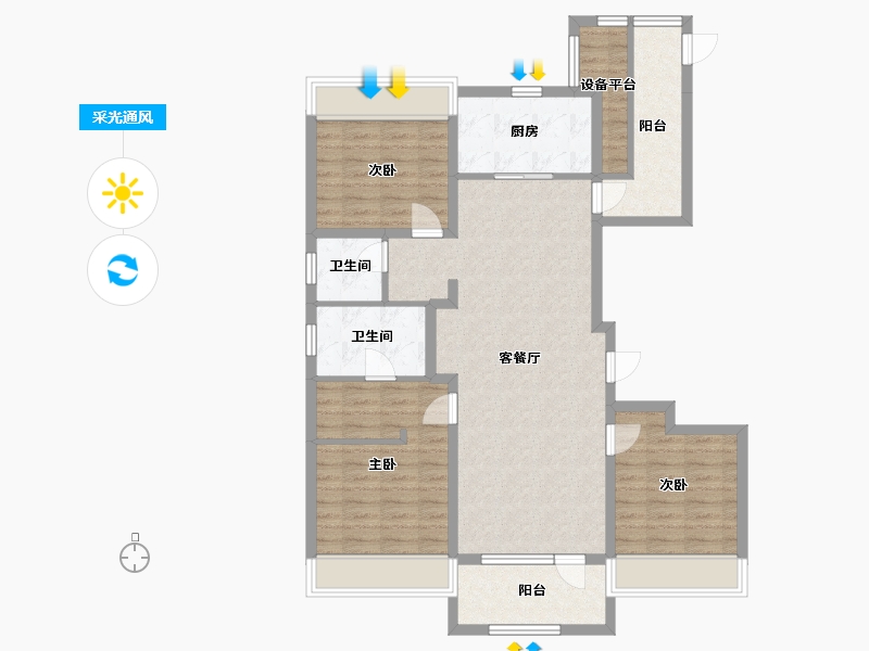 辽宁省-沈阳市-万科翡翠之光铁西区齐贤北街（26）号楼140m²-104.73-户型库-采光通风