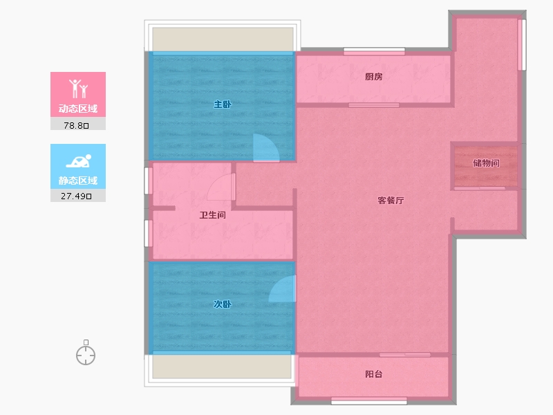 辽宁省-沈阳市-万科翡翠之光铁西区齐贤北街（21,23）号楼122m²-97.60-户型库-动静分区