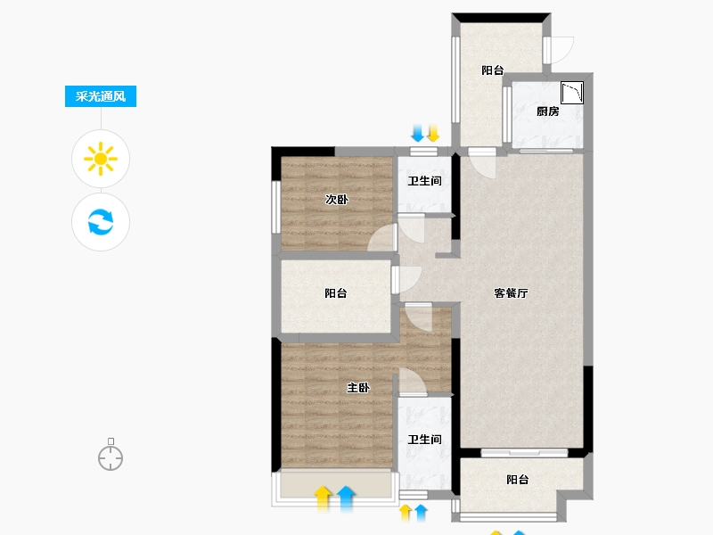 广东省-江门市-江悦城·公园里-86.05-户型库-采光通风