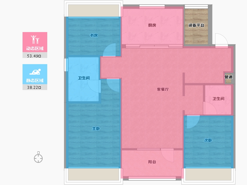 辽宁省-沈阳市-万科翡翠之光铁西区齐贤北街（31，25）号楼118m²-87.13-户型库-动静分区